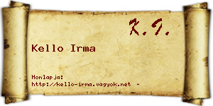Kello Irma névjegykártya