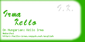 irma kello business card